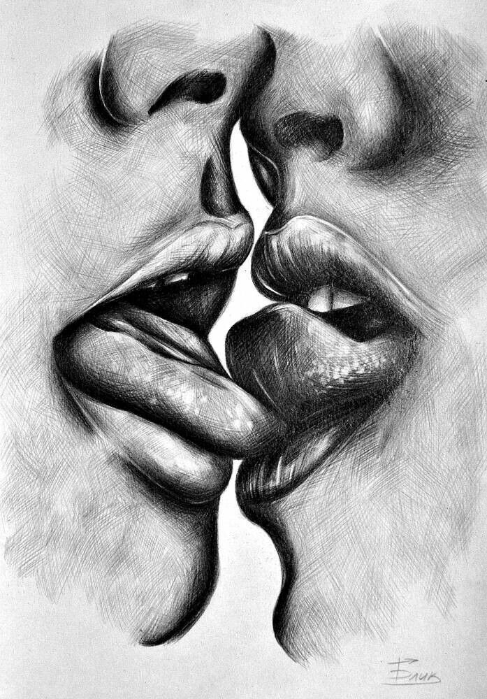 Картинки с поцелуями для девушки прикольные рисованные картинки